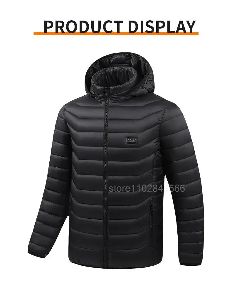 Men Heated Jacket USB Electric Heated Coat - Hunting Hiking Camping Outdoor Skiing (Power Source Sold Separately)
