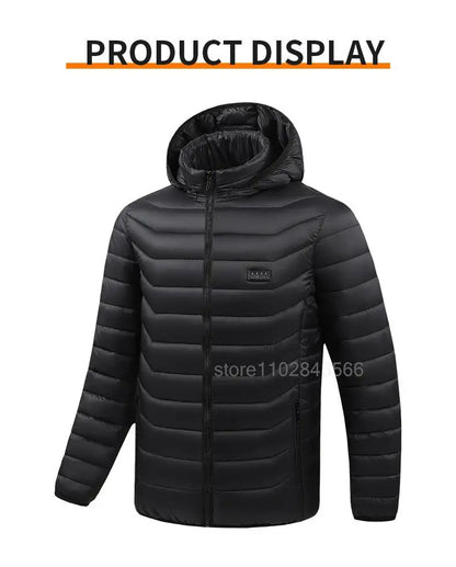 Men Heated Jacket USB Electric Heated Coat - Hunting Hiking Camping Outdoor Skiing (Power Source Sold Separately)