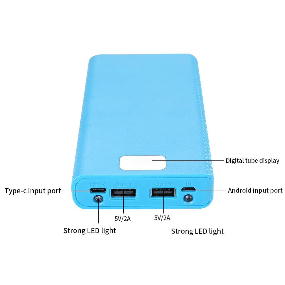 DIY 8*18650 Battery Power Bank A.O Case Charge Storage Box 5V Dual USB Type C Battery Holder Box PD QC3.0 Fast Charge For SmartPhone
