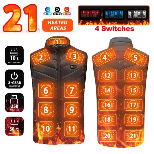 Heated Vest with 21 Heating Pads - Winter Warmth in Seconds