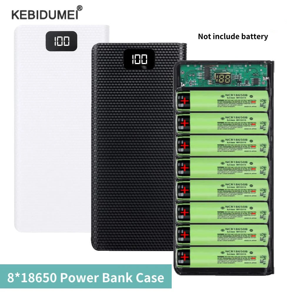 DIY 8*18650 Battery Power Bank A.O Case Charge Storage Box 5V Dual USB Type C Battery Holder Box PD QC3.0 Fast Charge For SmartPhone