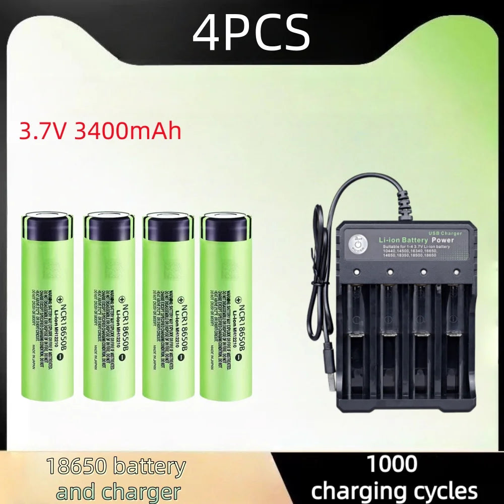 Panasonic 18650 Rechargeable Batteries - Premium 3400mAh (4-20 Pack Options)